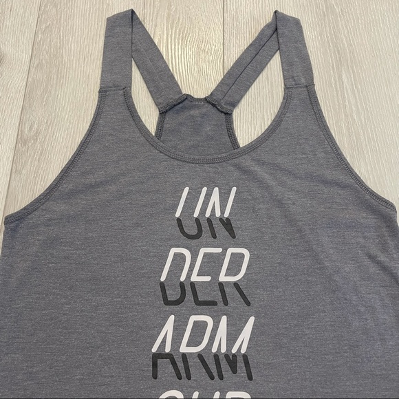 UNDER ARMOUR Gray Racerback Loose Fitting Tank Top - Picture 4 of 6